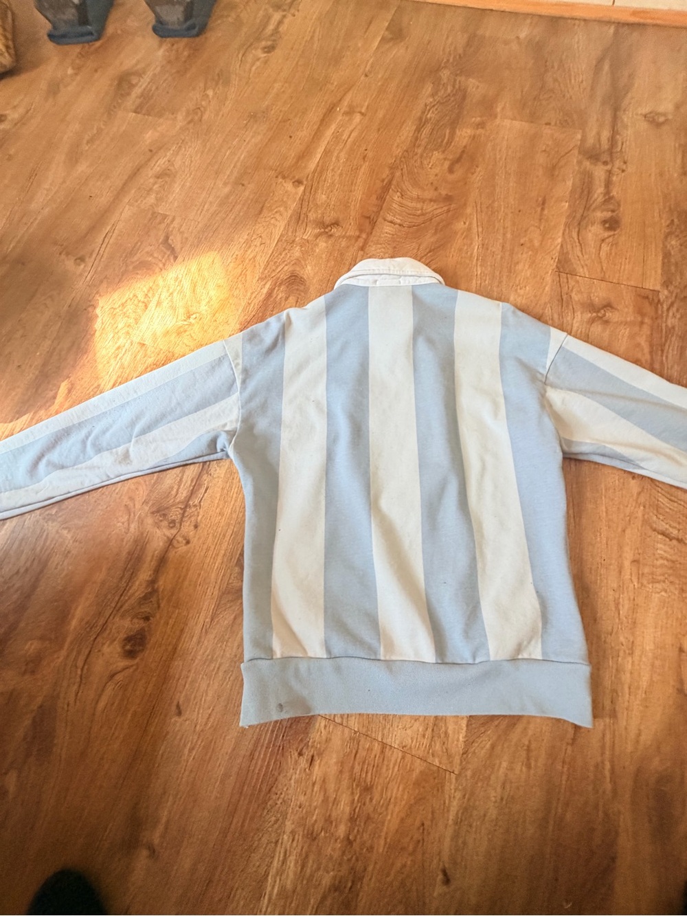 Kith Light Blue and White Striped Shirt Jacket